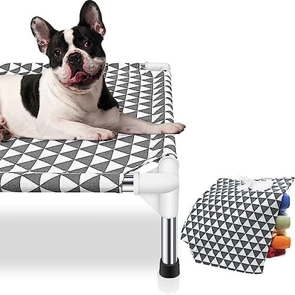 Kuntrust Elevated Outdoor Dog Bed for Small Pets，Fits up to 50lbs