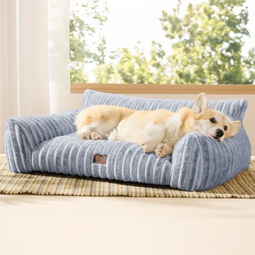 Bedsure ComfyFleece™ Shown on TV Dog Couch for Medium Dogs,36in Blue Indigo