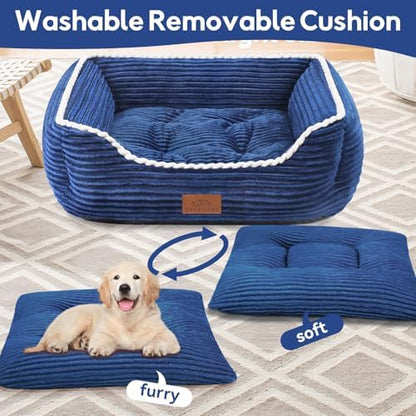 Zerbuger 25in Blue Rectangle Cat Dog Bed Machine Washable Sleeping Sofa