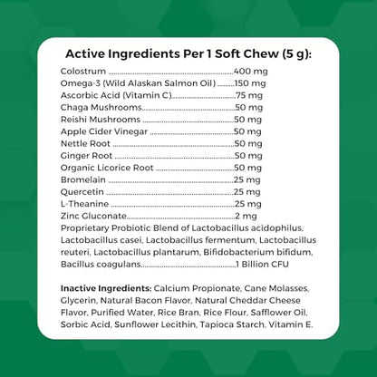 Progility Allergy & Immune Supplement for Dogs – Advanced Daily Immune System & Seasonal Allergy Support with Probiotics, Soft Chews (90 Count)