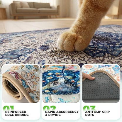 Hompet Cat Litter Mat 2 Pack, 36x36 Large Machine Washable Trapping Mats for Cats, Super Absorbent & Urine-Proof Cat Litter Box Mat for Floor, Waterproof & Non Slip Kitty Litter Rug