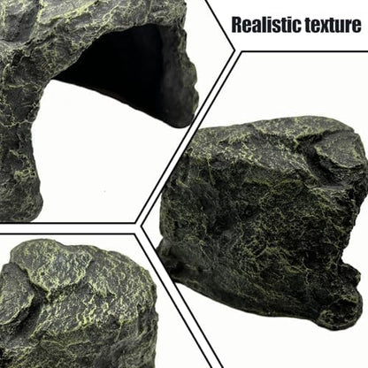 Reptile Rock Hide Cave Tortoise Hideout Turtle Basking Rock Snake Hide Habitat for Amphibian Lizard Fish Bearded Dragon Leopard Gecko