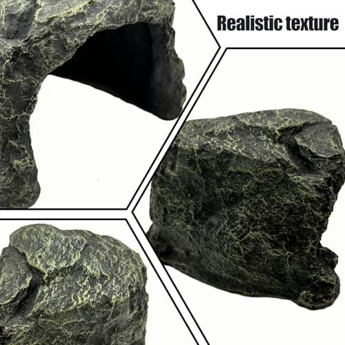 Reptile Rock Hide Cave Tortoise Hideout Turtle Basking Rock Snake Hide Habitat for Amphibian Lizard Fish Bearded Dragon Leopard Gecko