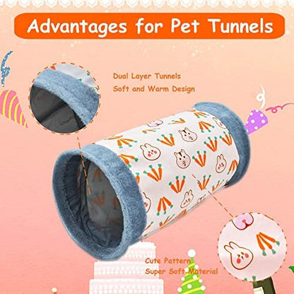 Guinea-Pig Rabbit Tunnel-Tube Toys - Bunny Hamster Hideout Small Animal Activity Tunnels Hideaway Accessoies for Dwarf Rabbits Guinea Pigs Kitty (Pink)