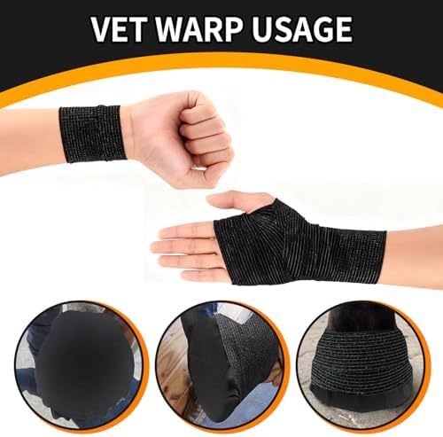 24 Pack Horse Hoof Tape with 8 Rolls of Vet Wrap, Magic Cushion Hoof Packing