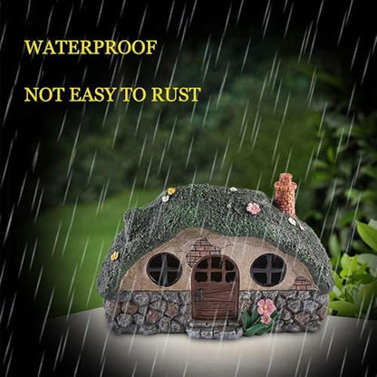 Fairy Garden Statues,Fairy Garden House with Solar Powerd Night Light,Yard Decorations Outdoor Fairy Garden Accessories Decor for Outside (House)