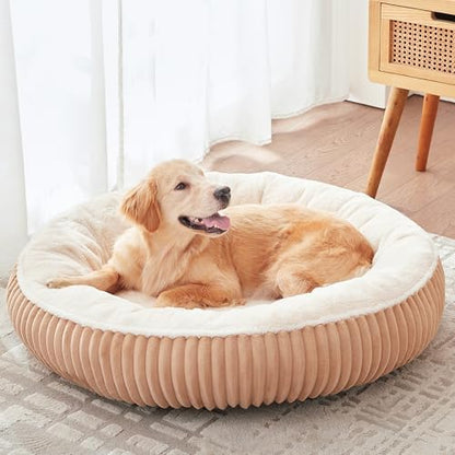 36 inches Calming Donut Dog Bed for Large Dogs,Mocha