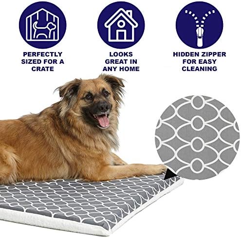 MidWest Homes for Pets Quiet Time Teflon Defender Dog Beds; Pet Beds Designed to Fit Folding Metal Dog Crates, Gray & White Geometric Pattern, 42-Inch