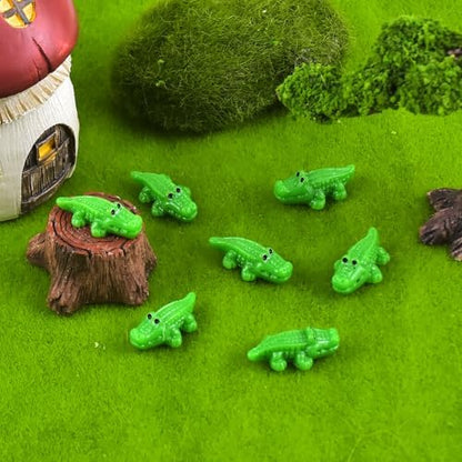 Cute Tiny Crocodile Resin Silicone Mold Micro Dollhouse Animal Epoxy Casting Mold for DIY Resin Art Fairy Garden Miniatures Landscape Crafts Decor(12-Cavity)