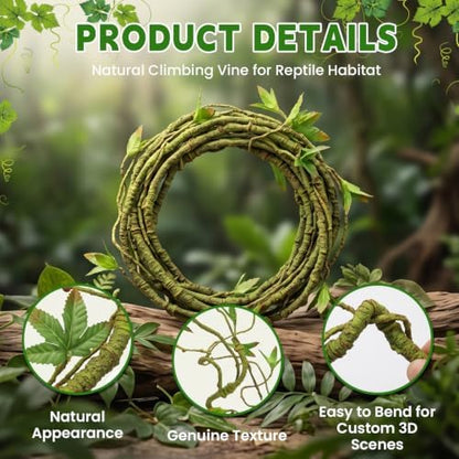 Alotiki Bearded Dragon Tank Accessories, 13Pcs Reptile Plants Vines and Leaves Crested Gecko Tank, Hammock Flexible Bridge, Jungle Climber for Snake Lizard Chameleon Terrarium Decor