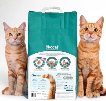 ökocat Multi-Cat Natural Wood Clumping Cat Litter, Odor Control, 18.8 Lbs