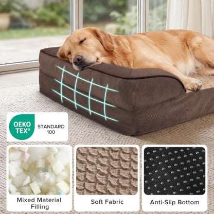 INVENHO Jumbo Orthopedic Dog Bed for Extra Large Dogs, Waterproof, Egg-Crate Foam Dog Couch Bed with Washable Removable Cover, Waterproof Lining and Nonskid Bottom