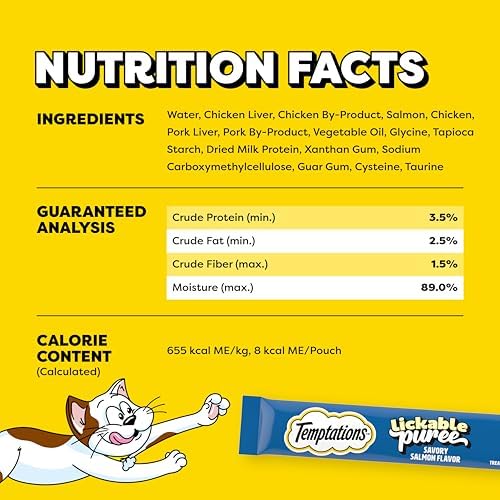 Temptations Creamy Puree Lickable Cat Treats, Salmon, 4 Count, 11 Pack