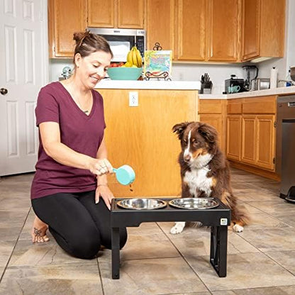 Pet Zone Designer Diner Elevated Dog Bowl Stand, 3 Adjustable Height Levels