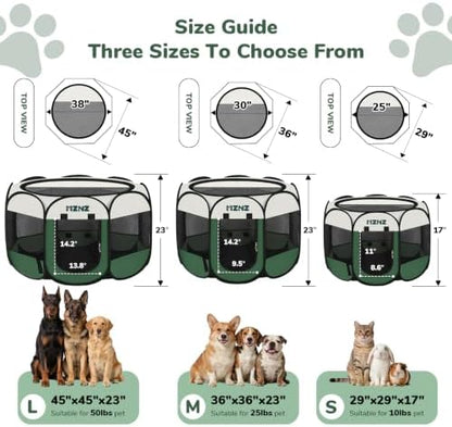 Dog Cat Small Animal Puppy Playpen Crate, Large, Dark Green