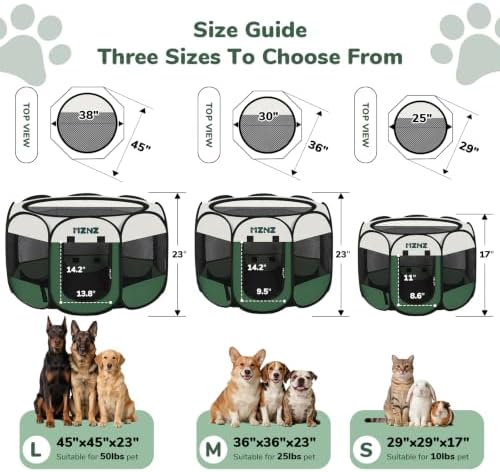 Dog Cat Small Animal Puppy Playpen Crate, Small, Dark Green