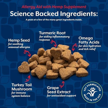 NaturVet Hemp Allergy Aid Supplement for Dogs - 60 Soft Chews