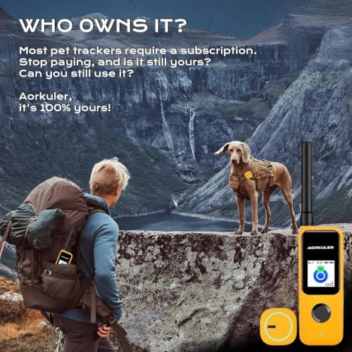 GPS Dog Tracker for 2 Dogs - Off-Grid Long Range Tracking System, No App/Cellular Required, Water-Resistant Pet Finder for Hiking & Forest Exploration (Yellow)