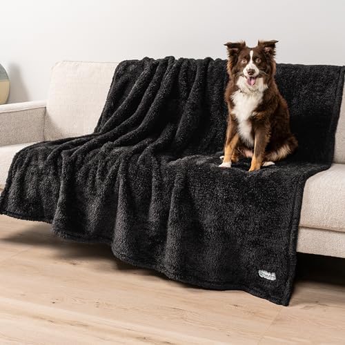 PetAmi Soft Plush Sherpa Dog Blanket for Pet Cat, X-Large 60x80, Black