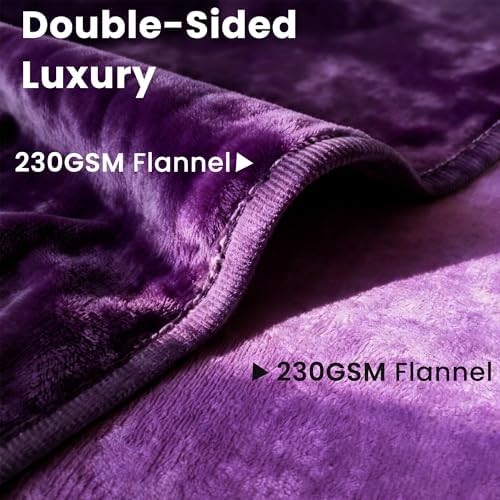 gogobunny Waterproof Blanket for Dogs and Cats, Reversible Flannel Double-Sided Furniture Protector for Couch Sofa Bed Against Spills & Pet Fur (60" x 80", Dark Purple/Light Purple)