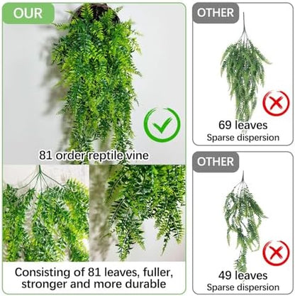 PINVNBY 14 PCS Reptile Plants Sets, Bearded Dragon Hammock, Terrarium Hanging Plant Vines Artificial Leaves, Reptile Habitat Climbing Decorations for Chameleons, Lizards, Geckos, Snakes