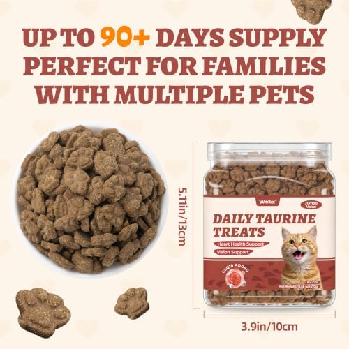 Wellix 16.58 OZ Taurine for Cats, Grain-Free Cat Treats with CoQ10