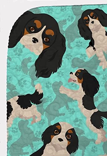 Caroline's Treasures MLM1066LQB Tricolor Cavalier Spaniel Quilted Blanket 50x60 Artwork Pattern Quilted Throw Blanket for Bed, Couch, Sofa, Soft and Lightweight