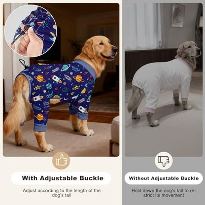 Bienbee Dog Pajamas, 4 Pack Adjustable Onesies for Small to Large Dogs M