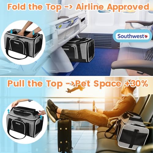 Petskd Top-Expandable Small Pet Carrier 18"x13"x9.5" Airline Approved
