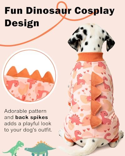 CuteBone Dinosaur Costume Dog Pajamas, Stretchy Spandex Crystal Velvet Sleepwear Coat for Small Dogs, Soft & Warm Pet Outfit Clothes for Cold Weather, Cozy Pullover Design COSP18S