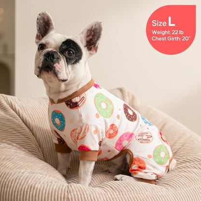 KYEESE Velvet Dog Pajamas for Small Medium Dogs Soft Onesie, Donut