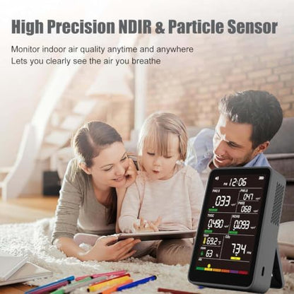 16-in-1 Indoor Air Quality Monitor, High-Precision Multi-Parameter Smart Air Quality Tester with HD Real-Time Color Screen, Portable Air Quality Monitor for Home, Office, Cars, School, Bedroom