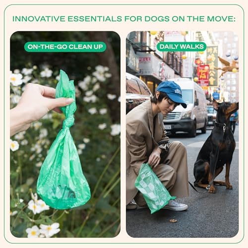 Springland by Springer Dog Poop Bag Dispenser Holder with Bags, No Dangle Design for Leash, Premium Thick Waste Bags with Easy to Open Tab, Unscented, 1 Dispenser and 15 Count