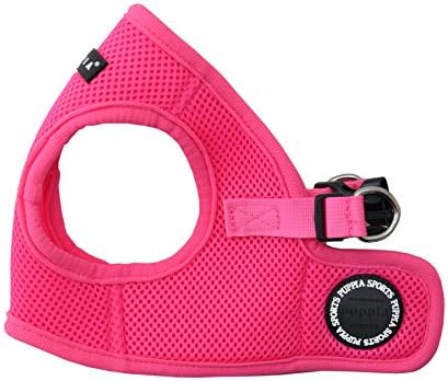 Puppia Neon Soft Vest Harness Step-in No Choke No Pull Walking Training for Small and Medium Dog, Pink, Medium