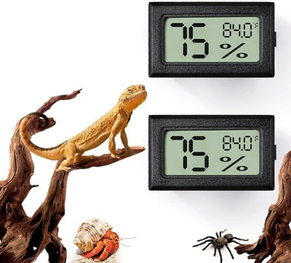 2 PCS Rectangle Reptile Thermometer and Humidity Gauge for Bearded Dragon Accessories, Reptile Tank Accessories for Jumping Spider, Leopard Gecko, Hermit Crab, Gecko, Ball Python, Lizard