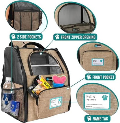 PetAmi Dog Backpack Carrier Airline Approved Cat Pet Puppy Bag, Taupe