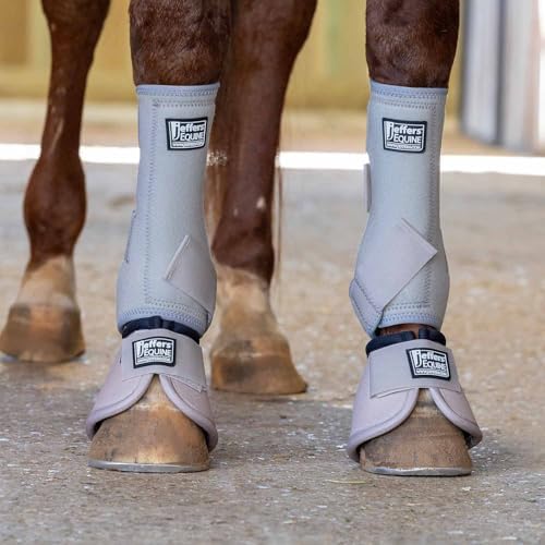 Jeffers Expression Protective Horse Boots, 1 Pair, Small - Safe Neoprene Leg Guards, Durable Strap Closures, Front & Hind Support, Equestrian Accessories for Travel & Riding - Khaki