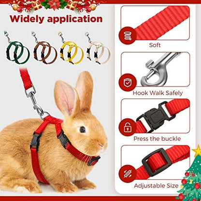 Outus 5 Pieces Adjustable Rabbit Harness and Leash Set, Vivid Color