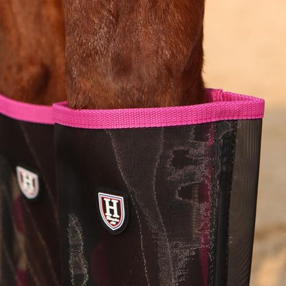 Harrison Howard Loose-Fitting Horse Fly Leggings Breathable, Tear-Resistant Fine Mesh Leg Guards Stay-on Comfortable Fly Boots (Set of 4)