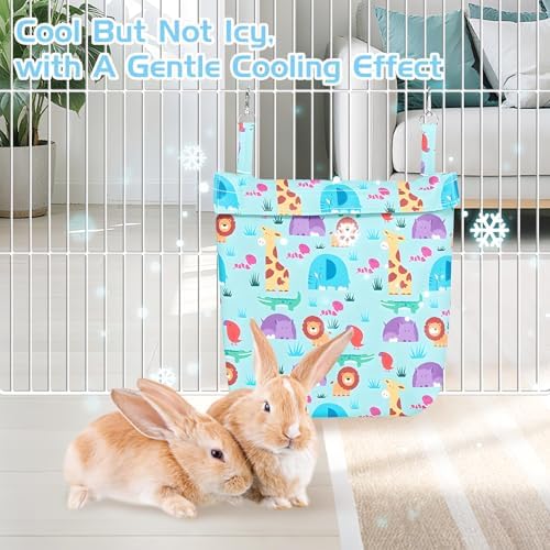 Hamiledyi Rabbit Cooling Pouch with Ice Pack - No Condensation Pad for Bunny Cage Accessories, Washable Cooling Mat for Small Animals (Ferret, Guinea Pig, Chinchilla) in Summer