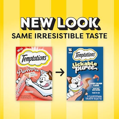 Temptations Creamy Puree Lickable Cat Treats, Salmon, 16 Count