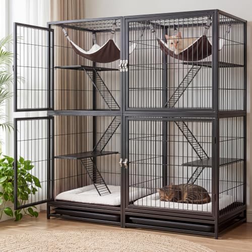 Novabright 4 Pack Cat Hammocks & Self Warming Mats Set for Crate, White