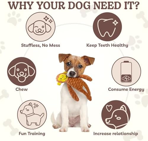 SHARLOVY No Stuffing Dog Toys Squeaky for Large Dogs, Crinkle Puppy Teething Toys to Keep Them Busy, Plush Interactive Doggie Long Lasting Chews for Aggressive Chewers