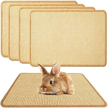Oncpcare 4PCS Rabbit Scratch Mat - Natural Bunny Scratching Pad for Claws & Teeth Care, Cages & Pet Cage Bedding for Biting, Sleeping & Nesting, 24x16