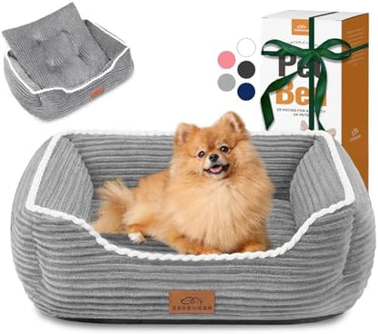 Zerbuger 25in Grey Rectangle Cat Dog Bed Machine Washable Sleeping Sofa