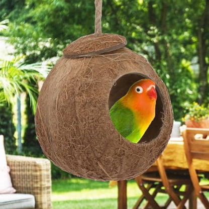 Hypeety Pet Bird Breeding Nest Natural Coconut Bird Hideout Hut for Cage