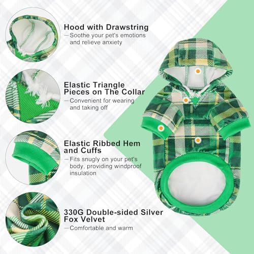 BEAUTYZOO Dog Hoodie Sweaters for Small Medium Large Size Dogs Girls Boys- Premium Quality, Ultra Soft, Superior Comfort Fit, Fleece Lined Hooded Sweatshirt- Cold Weather Pet Clothes Winter Coat,Plaid
