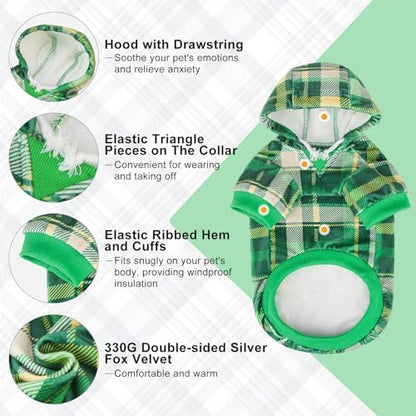 BEAUTYZOO Dog Hoodie Sweaters for Small Medium Large Size Dogs Girls Boys- Premium Quality, Ultra Soft, Superior Comfort Fit, Fleece Lined Hooded Sweatshirt- Cold Weather Pet Clothes Winter Coat,Plaid