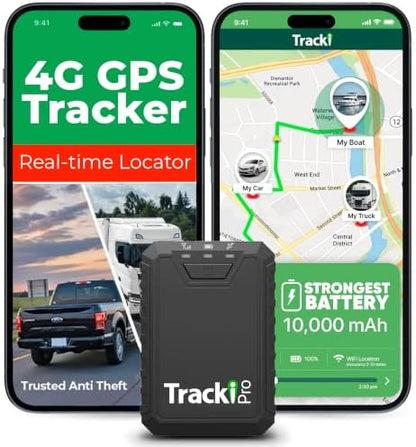 Tracki Pro GPS Tracker for Vehicles, 4G LTE, Long Life Battery