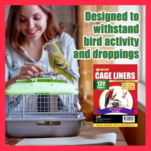 HA SHI Large Bird Cage Liners, 31 x 21.5 in, 120 Ink-Free Newsprint Sheets